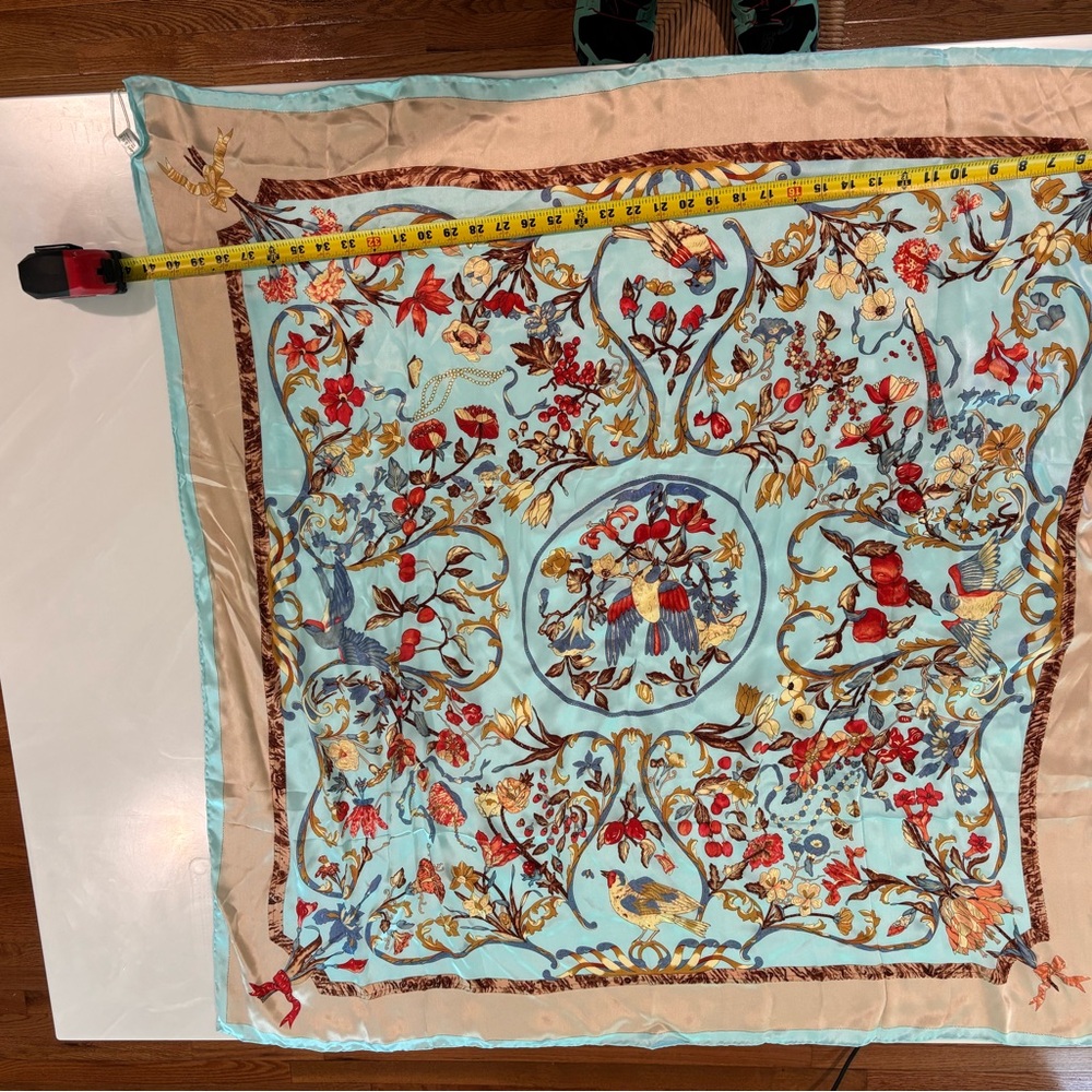 Blue and Red Ornate Pattern Scarf